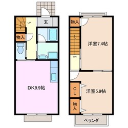 伊勢川島駅 徒歩8分 1階の物件間取画像